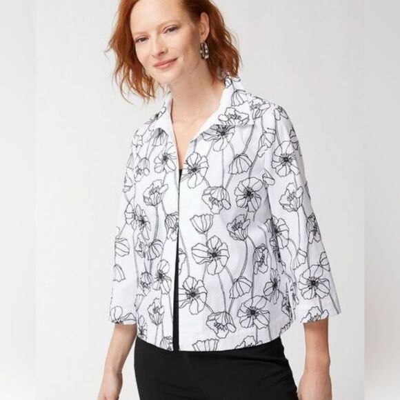 Chico’s Embroidered Swing Jacket Size large - Picture 1 of 9